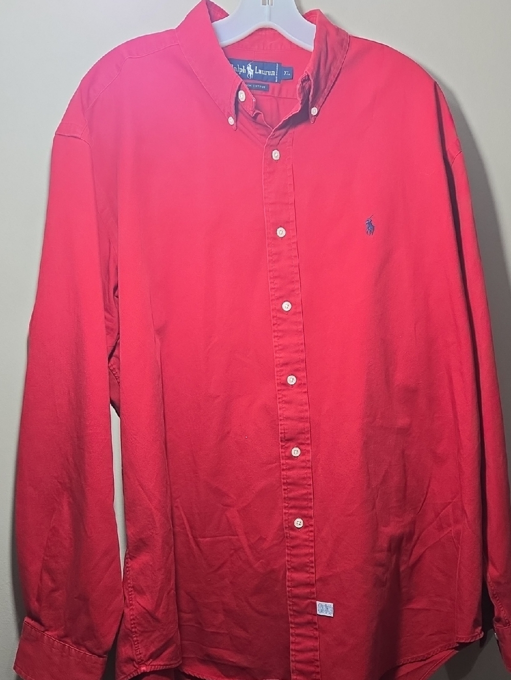 Ralph Lauren Red Button-Down Shirt with Embroidered Pony